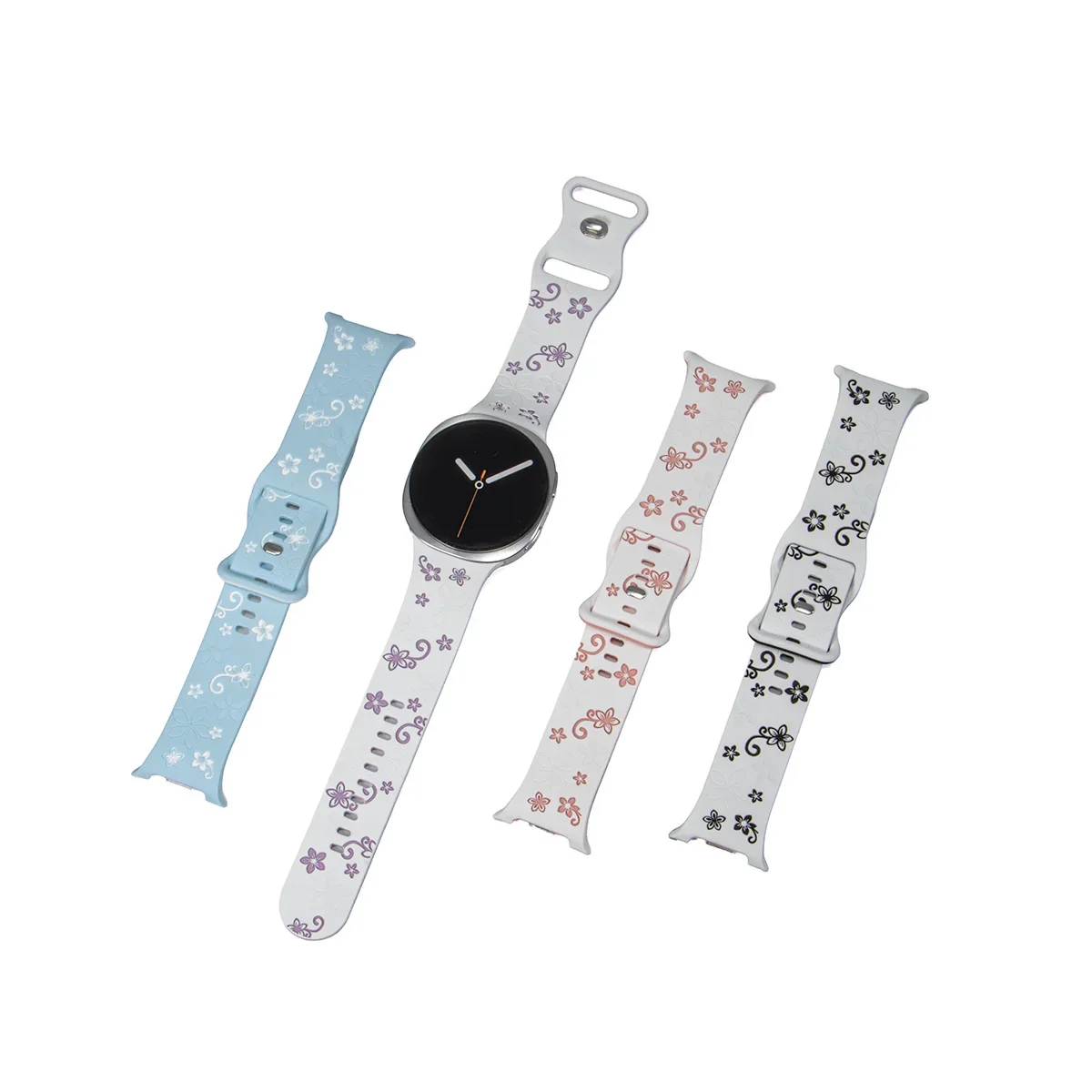 Bedrucktes Design-Armband für Samsung Galaxy Watch8 9 40 44mm Silikonband mit Gravur für Galaxy 8Classic 46 Blumenmuster-Armband – Detail 8
