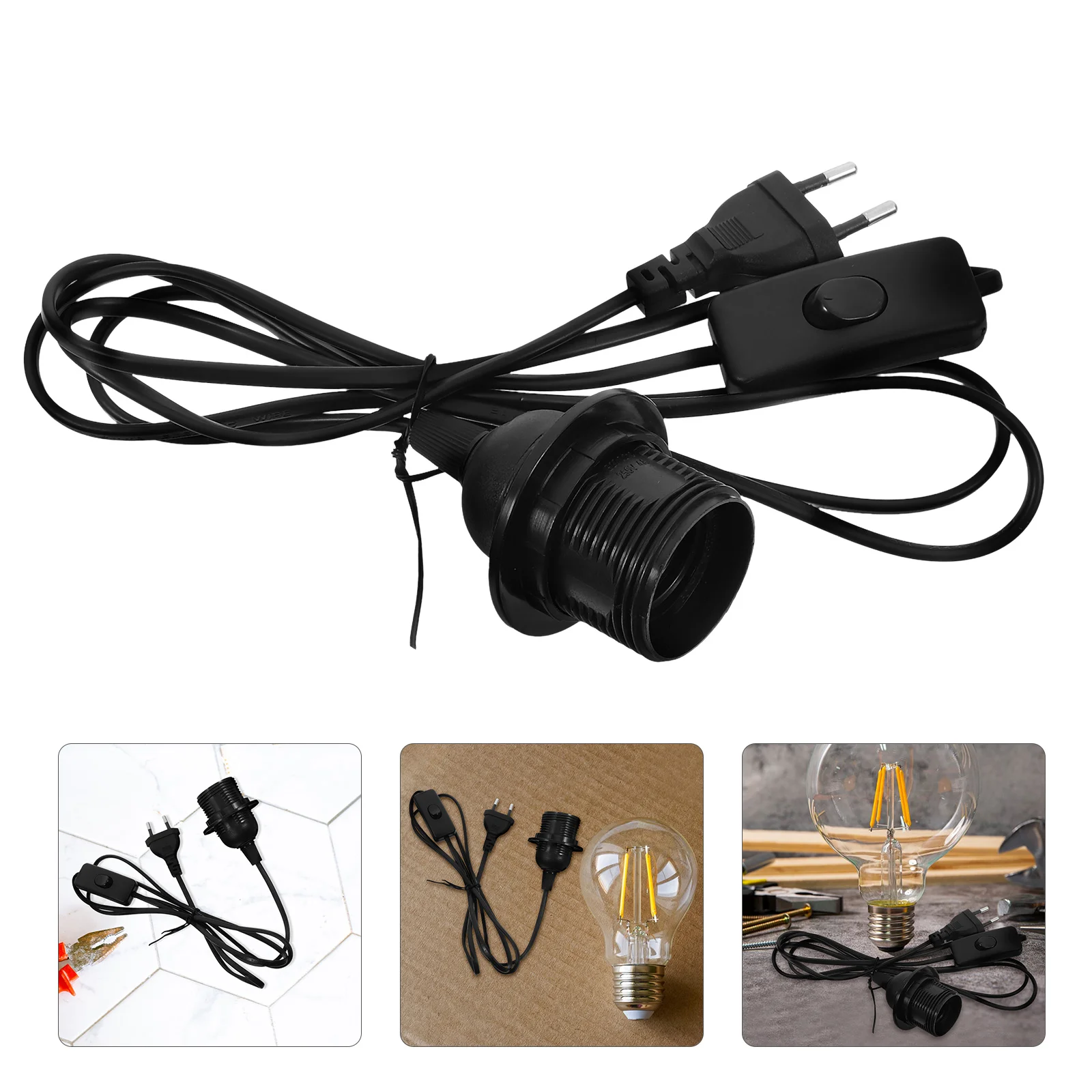 

18m Extension Hanging Lantern Pendant Light Lamp Cord Cable E14 Socket On/Off EU Plug (Black) light extender