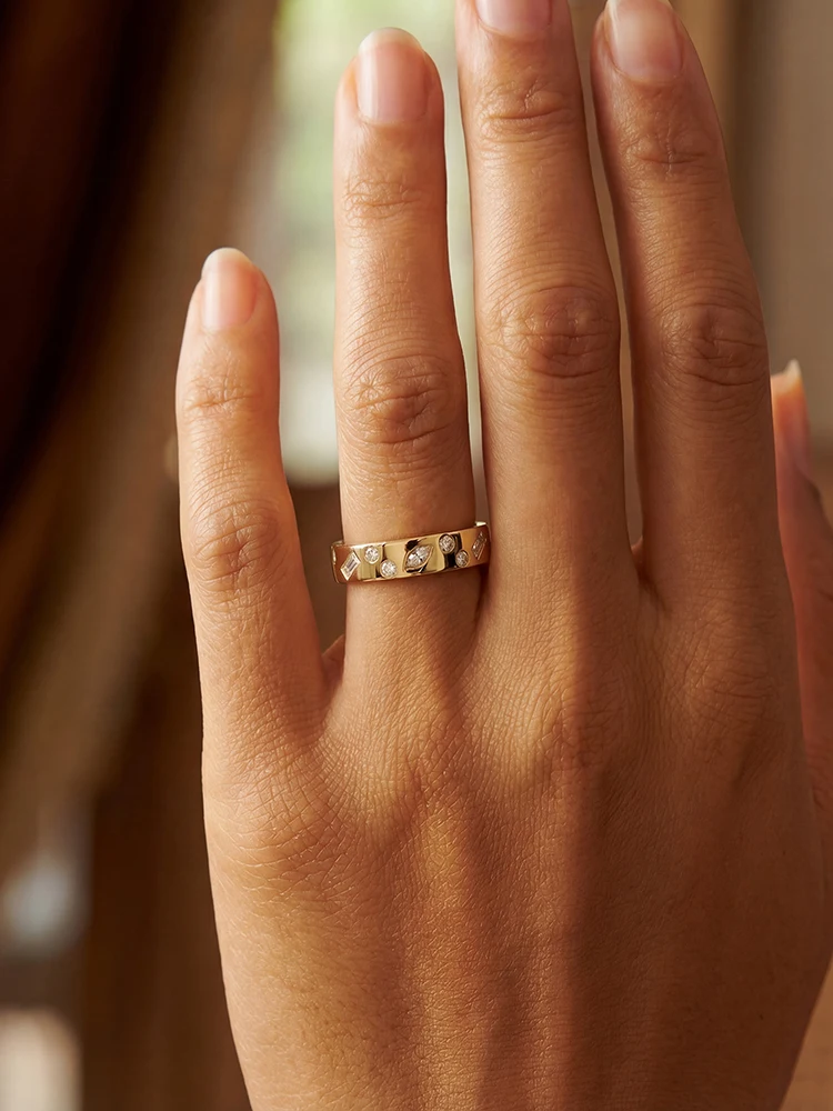 925 Sterling Silber Mode Goldene Geometrische Muster Zirkon Ring für Frauen Verlobung Hochzeit Luxus Hochwertiger Edel-Schmuck – Detail 3