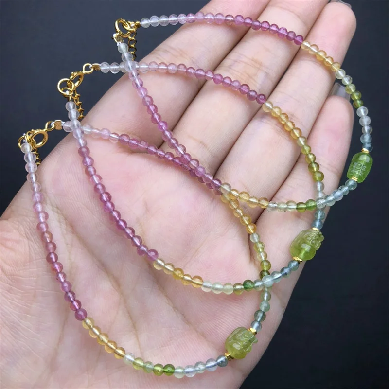 2.5MM Natural Tourmaline Bracelet Gemstone Round Bead Crystal Healing fengshui Gemstone Jewelry Gift 1PCS