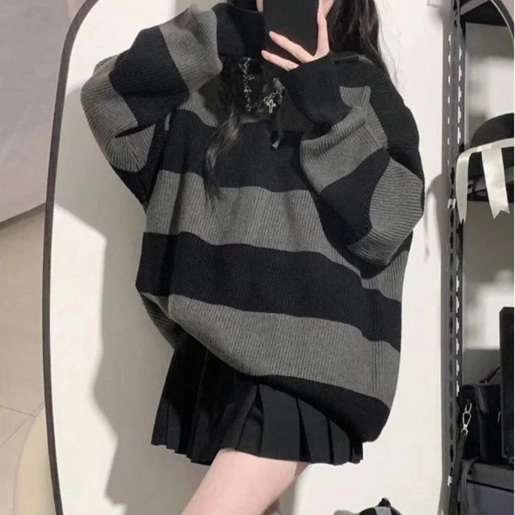 2000s Subculture Striped Loose Casual Korean Fashion Hooded Sweaters Y2k American Vintage High-End Sweaters Harajuku Pullovers 5 2000s Subculture Striped Loose Casual Korean Fashion Hooded Sweaters Y2k American Vintage High-End Sweaters Harajuku Pullovers 5