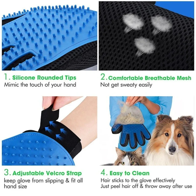 Pet Glove Cat Grooming Glove Cat Hair Deshedding Brush Remover Brush For Animal Gloves Dog Comb for Cats Bath Clean Massage Hair