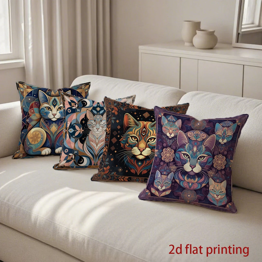 

Красочные наволочки с художественным рисунком кошки, наволочки с узором, подходящие для дивана, спальни, автомобиля, наволочки для подушек