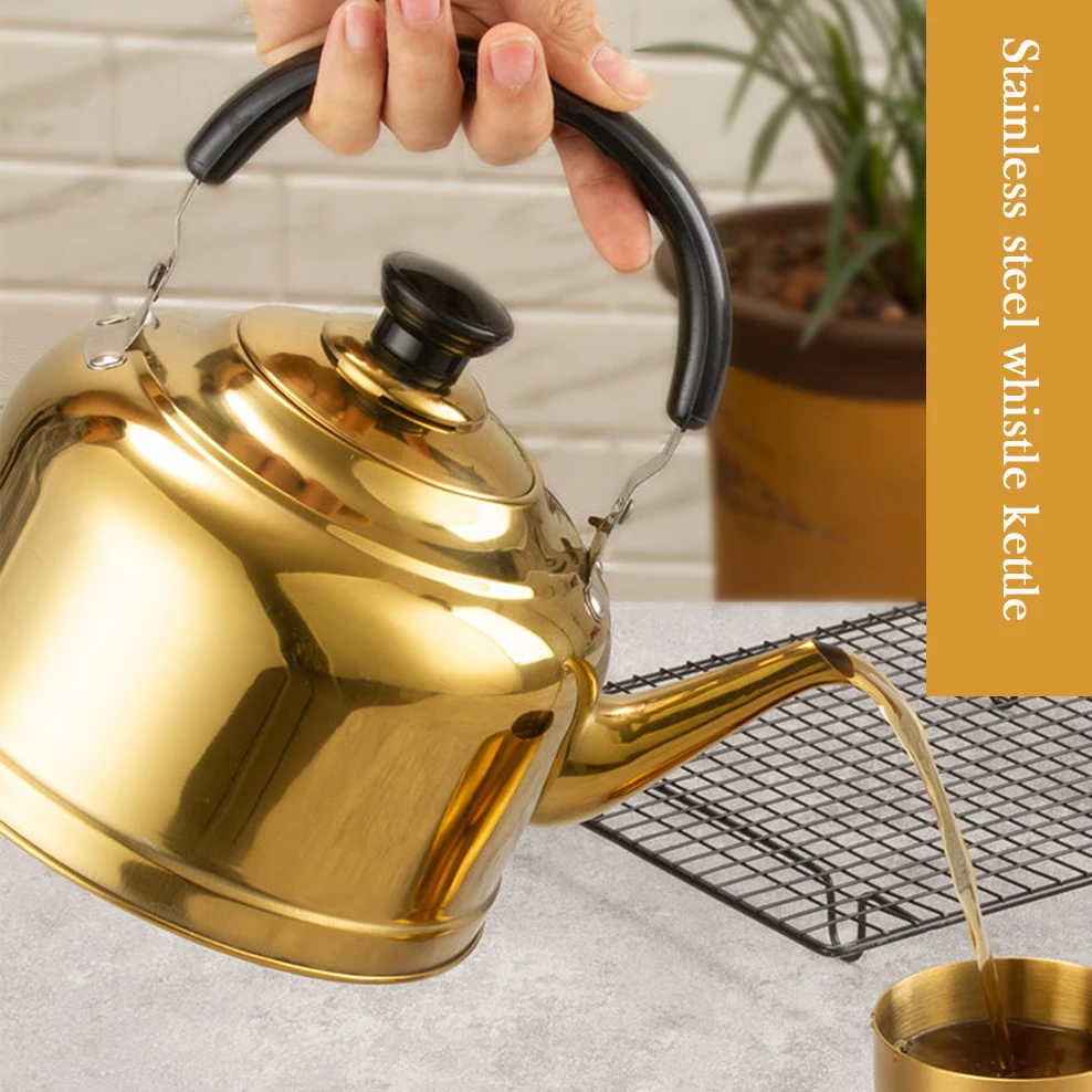 Large-capacity stainless steel whistle kettle, Restaurant hot pot adds soup pot teakettle, Household boiling water kettle, 4L/5L