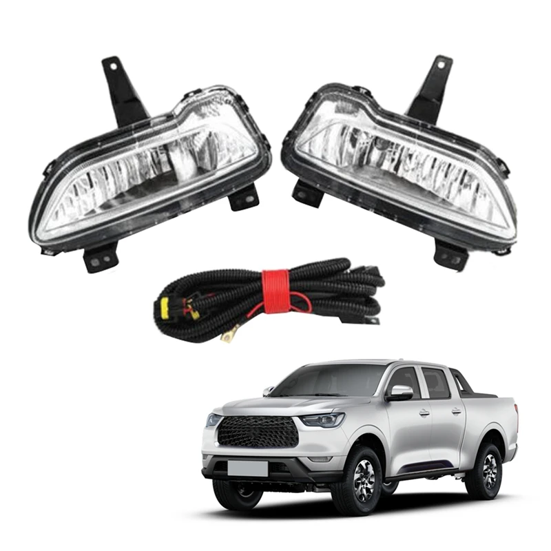 1Pair Car Front Bumper Fog Lights Assembly Foglight With Wiring Harness For GWM Great Wall POER 2021 2022