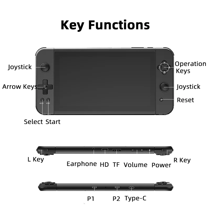 X70 2022 New Retro Handheld Game Console 7.0Inch HD Screen 64G 5700Games Extension Controller HD Output Retro Video Game Console