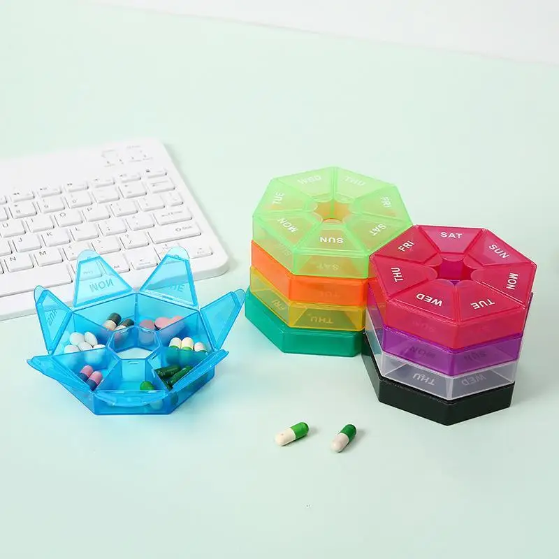 New 7 Days Pill Storage Box Mini Travel Portable Medicine Dispenser Multifunction Plastic Seven Compartment Sealer Box