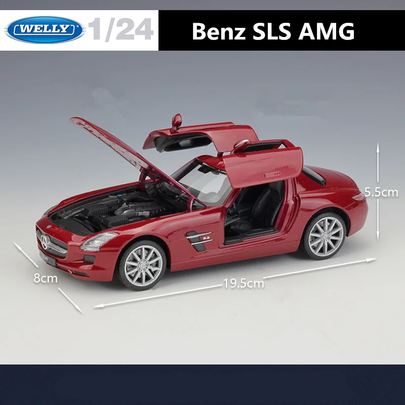 WELLY 1:24 Mercedes Benz SLS AMG Alloy Sports Model Diecasts Metal Racing Car Vehicles Model Simulation Collection Kids Toy Gift