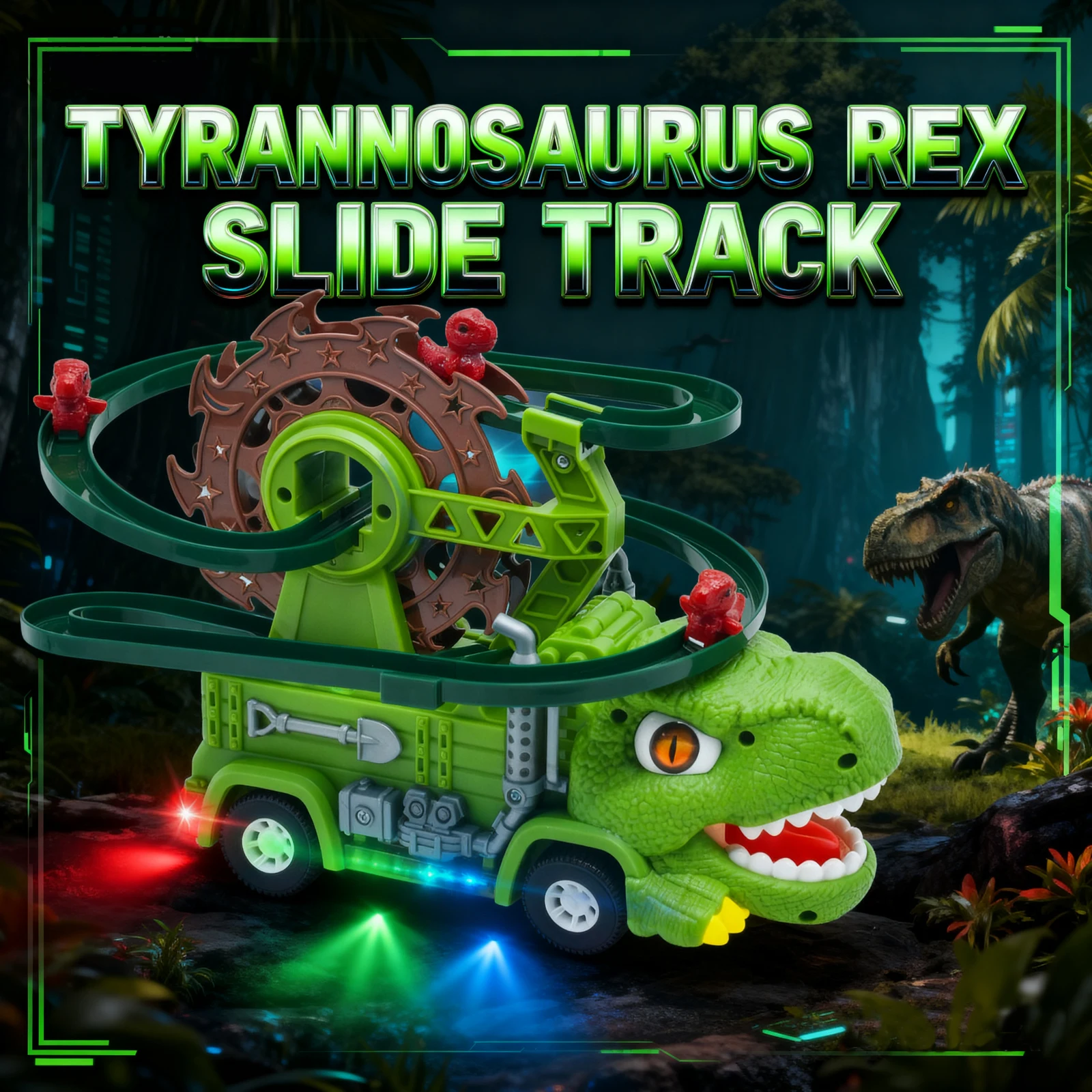 سيارة تيرانوصور ريكس للأطفال، عجلة فيريس دوارة، لعبة كهربائية، محاكاة، هدية مثالية للأطفال