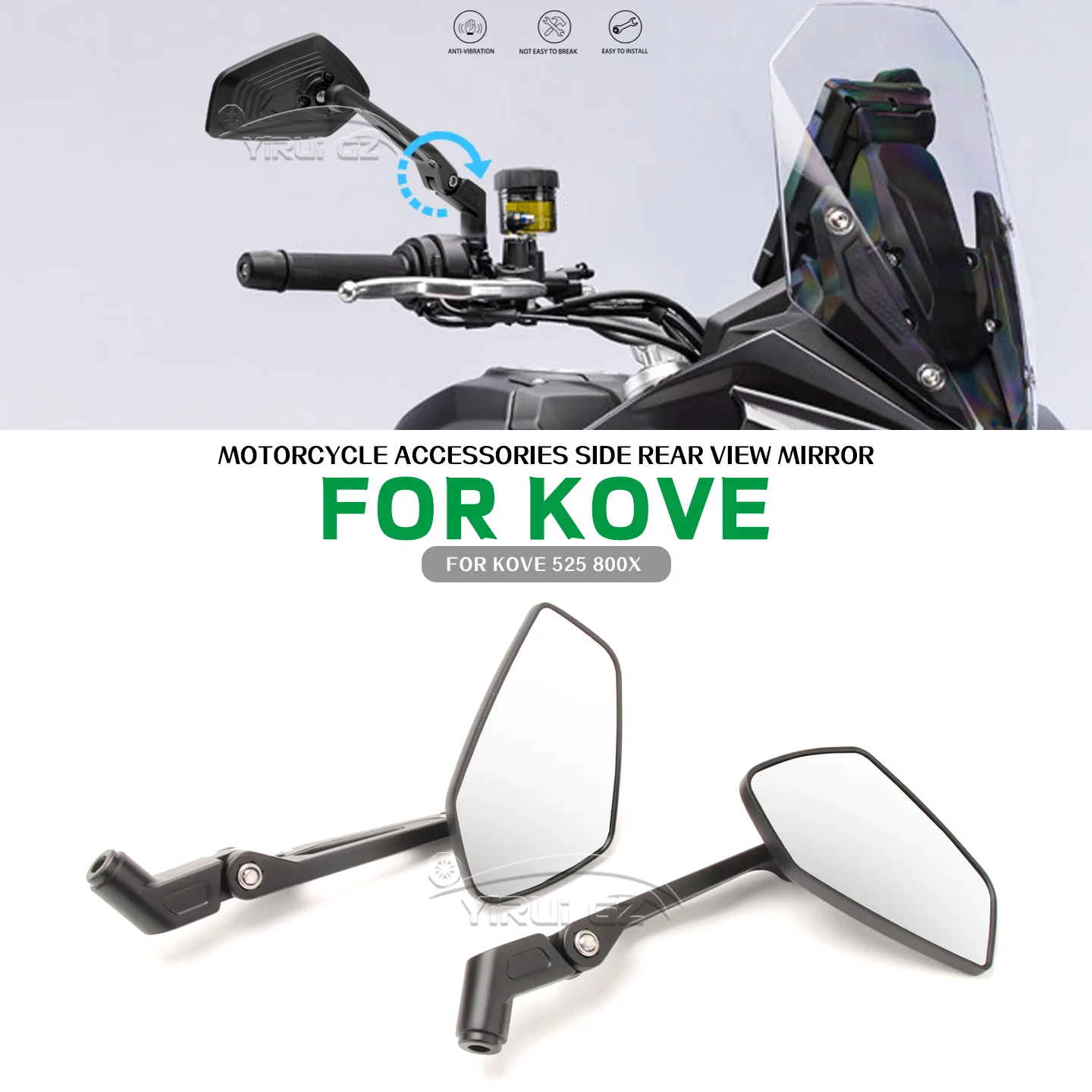 

For KOVE 525X 800X 525X 800X Motorcycle Rearview Mirror 525X 800 X 2023- Aluminum Adjustable Side Rear View Mirrors 525 X 800 X