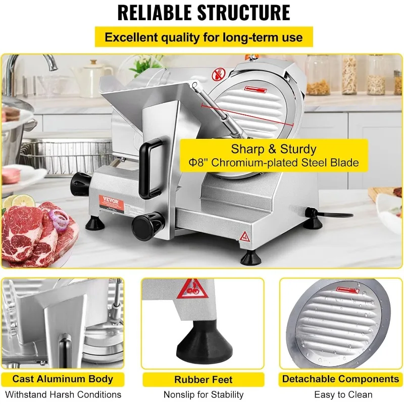 قطاعة اللحوم التجارية، قطاعة طعام ديلي الكهربائية، قطاعة طعام كهربائية بشفرة فولاذية كربونية، قطاعة لحم 350-400 دورة في الدقيقة