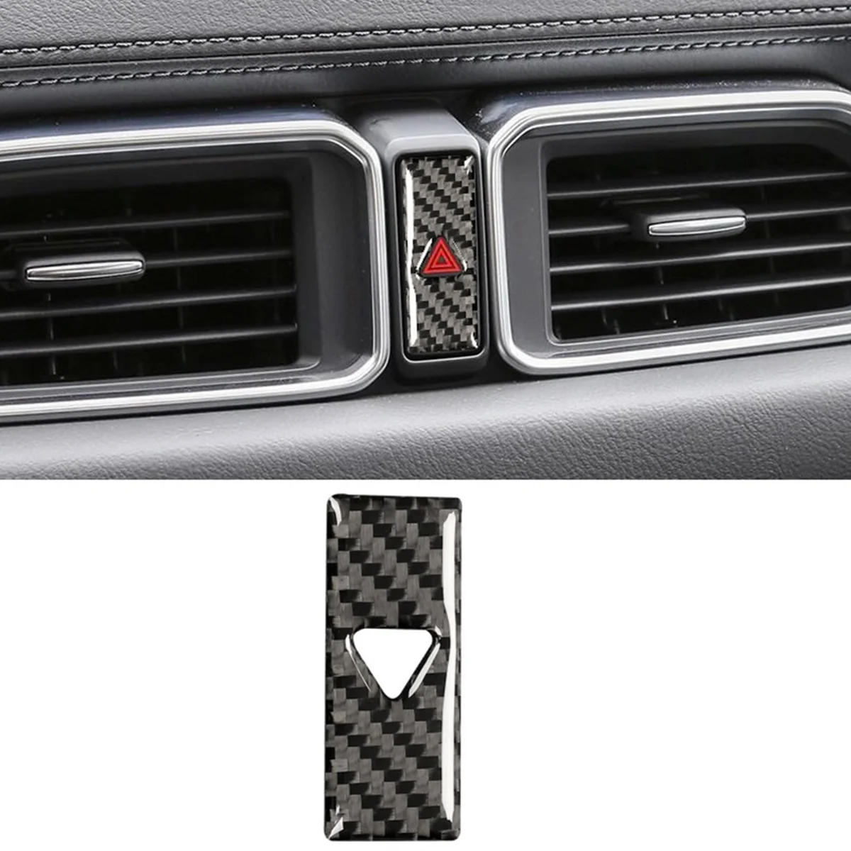 Super Sale Center Console Safety Warning Button Cover Decor Trim Carbon Fiber for Mazda CX-5 CX5 2017 2018 2019 2020
