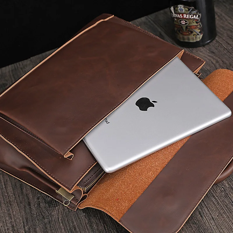 Leder handtasche für Männer 14-Zoll-Laptoptasche Umhängetaschen Vintage Mann Boston Business Aktentasche Umhängetaschen für Büroarbeiten