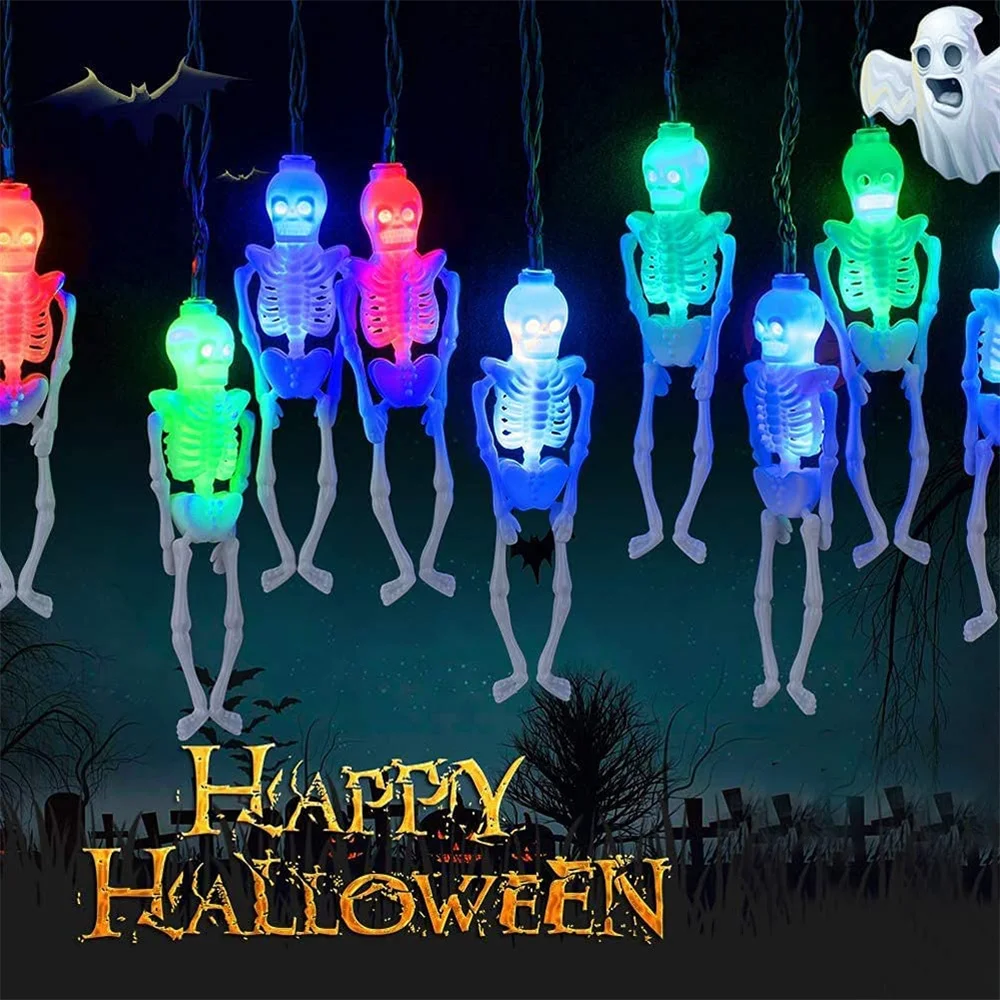 10/20/40Leds Halloween Squelette Crâne Lumières À Piles Halloween Lumières De Décoration pour Intérieur/Extérieur De Patio