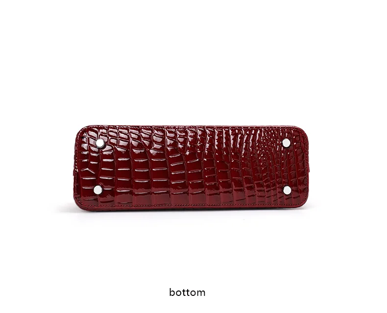 Aidrani Damen-Handtasche aus echtem Rindsleder mit Krokodilmuster - Glänzende Umhängetasche im Bowling-Stil – Detail 12