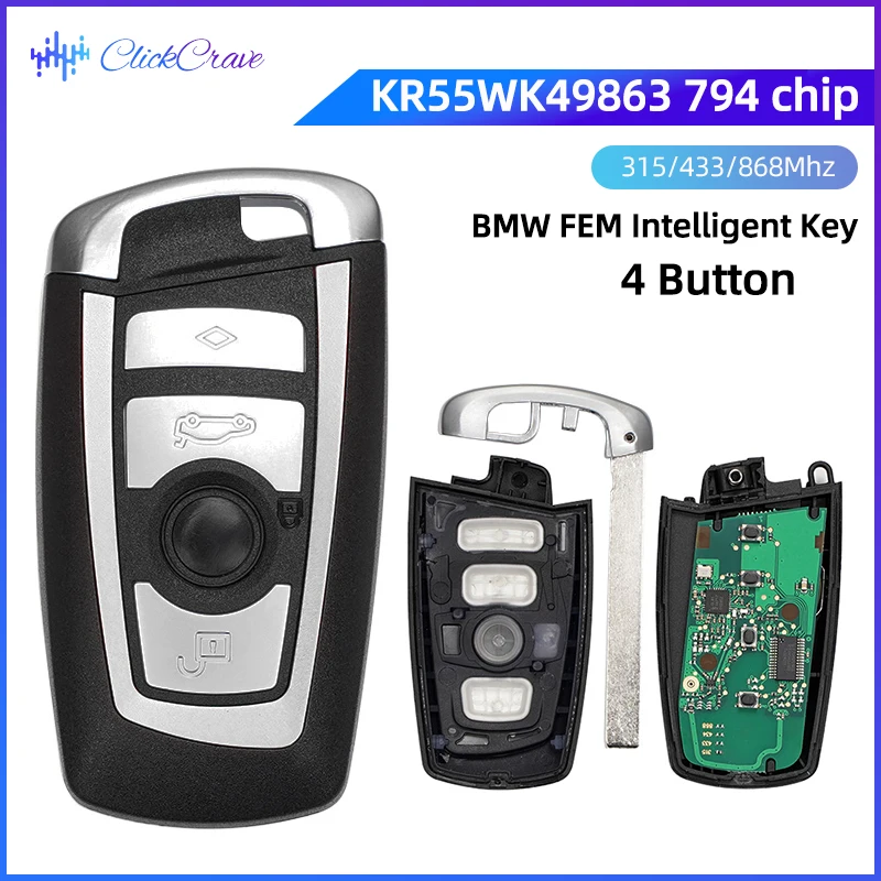 CAS4 4 Button Car Smart Key Auto Remote Key Keyless For BMW F40 F30 F34 F10 F20 F07 F16 F15 F25 F01 F02 F36 F33 F32 F23 F22 F46