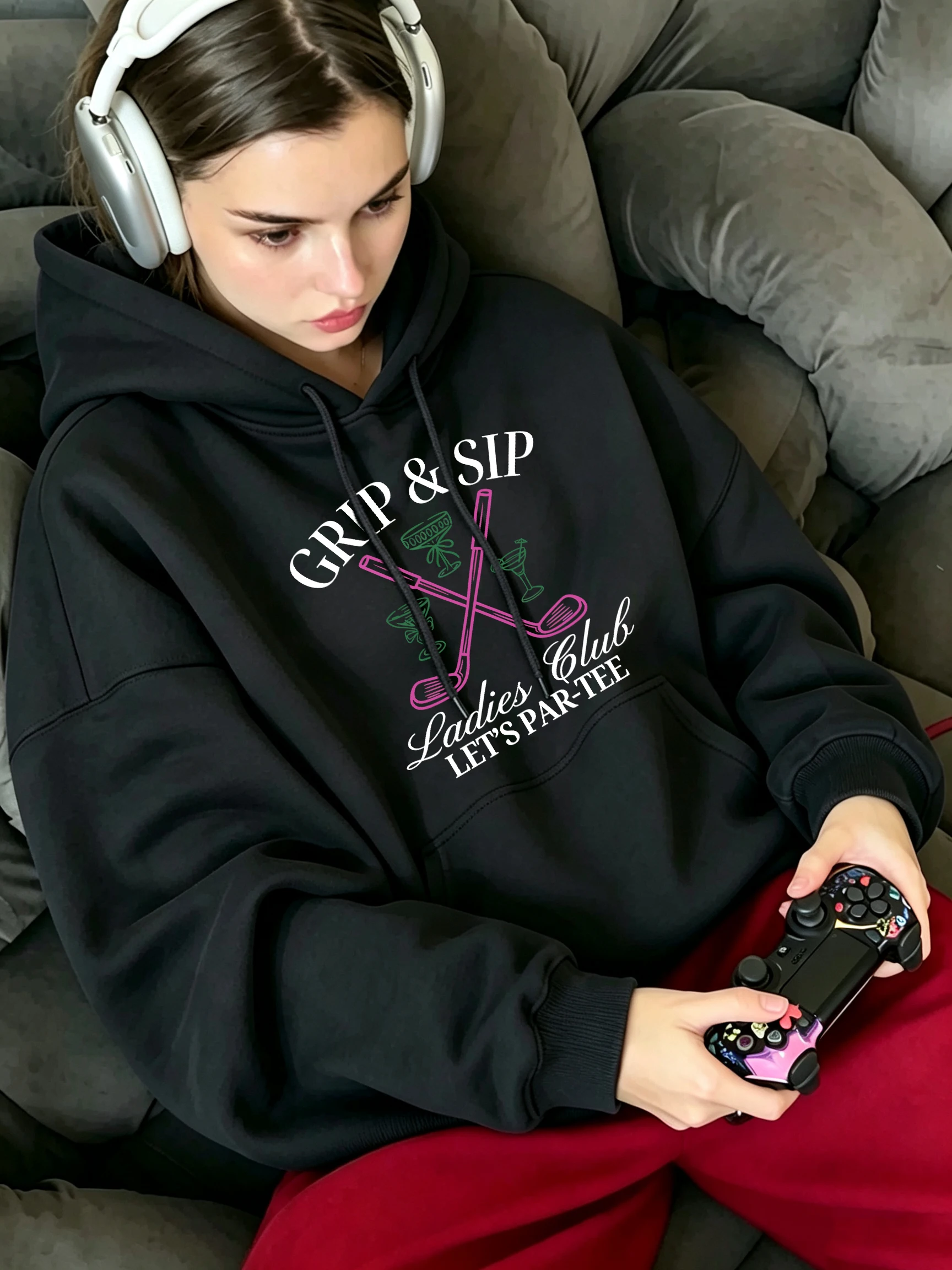 Drinking Makes People Feel Relaxed Print Women Pullovers Street Fleece Hoodie Crewneck Autumn Sportswear Fashion Y2K Clothing