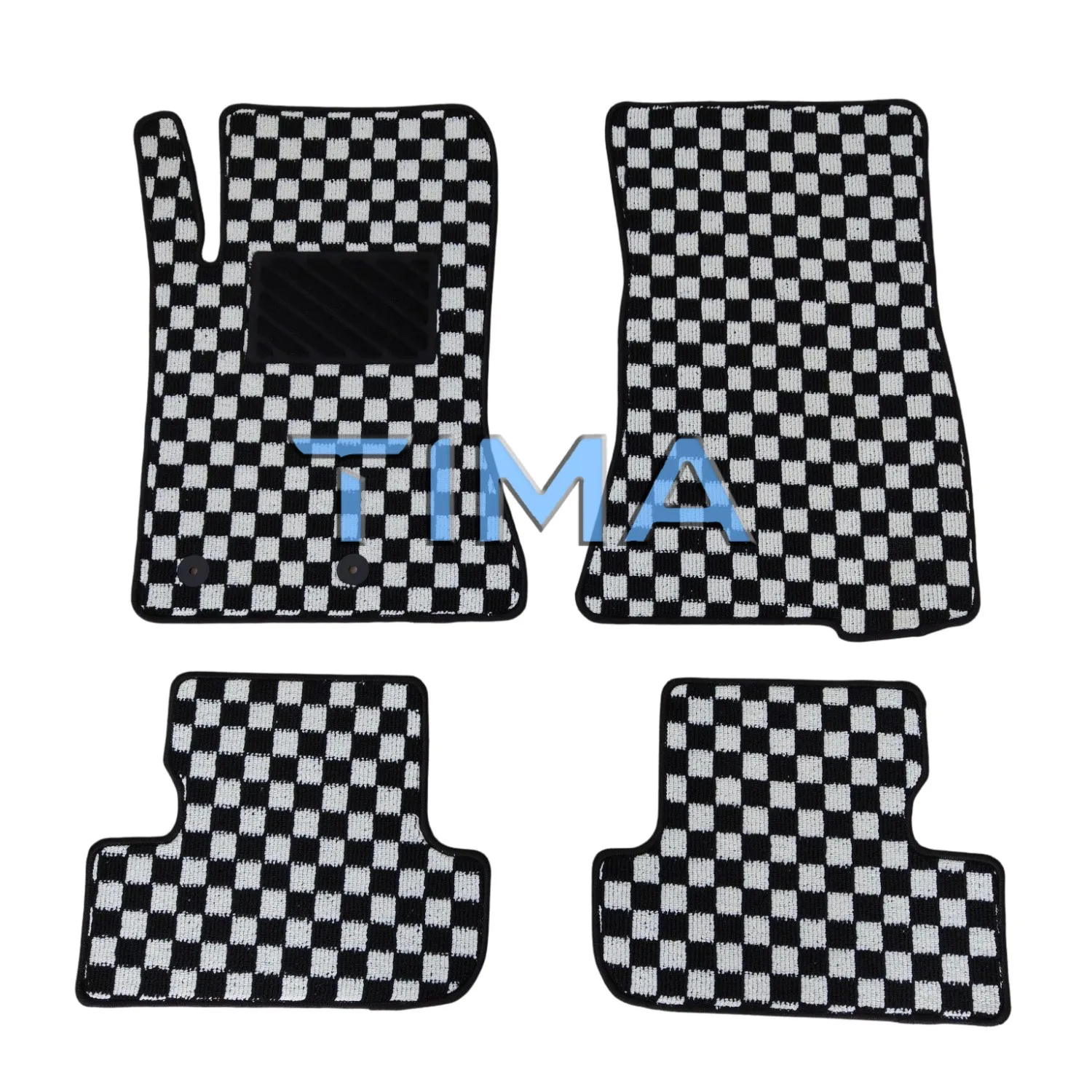 4PCS JDM Checkered Carpet Car Floor Mat Customizing For Ford Mustang 2015-2020 Left Hand Driveor Precisely fitting