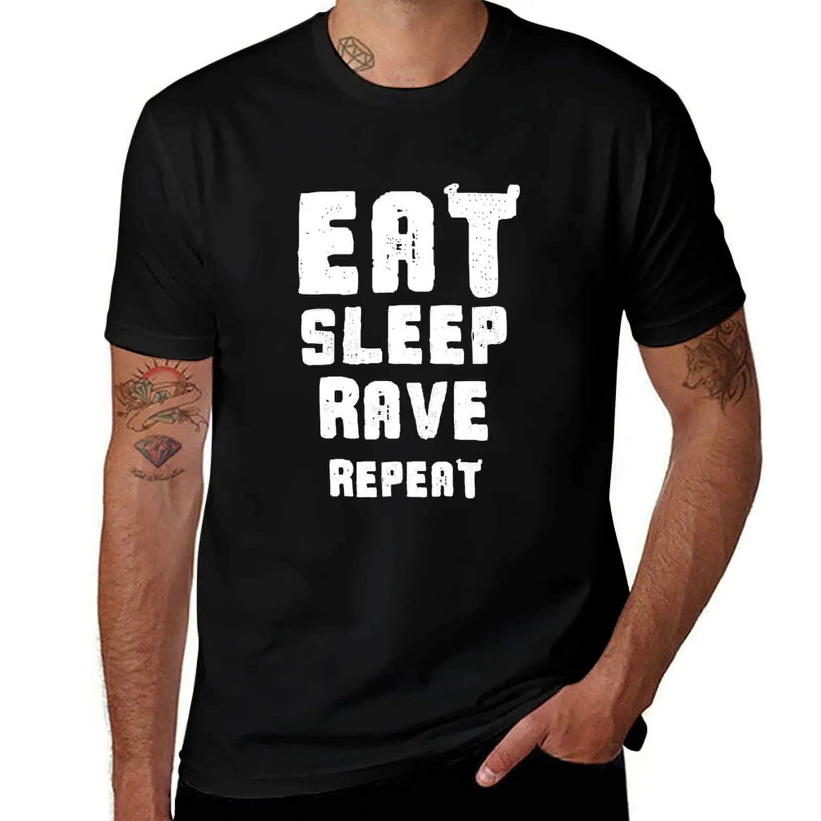 

Eat Sleep Rave Repeat T-Shirt Blouse plus size clothes sports fans oversized graphic tee mens plain t shirts