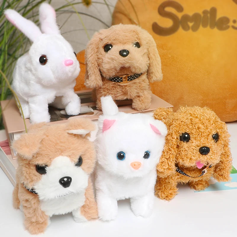 Faire semblant de jouer à la simulation d\'animaux en peluche pour enfants, marche électrique, mignon chien en peluche, ensemble de sac à dos chat,