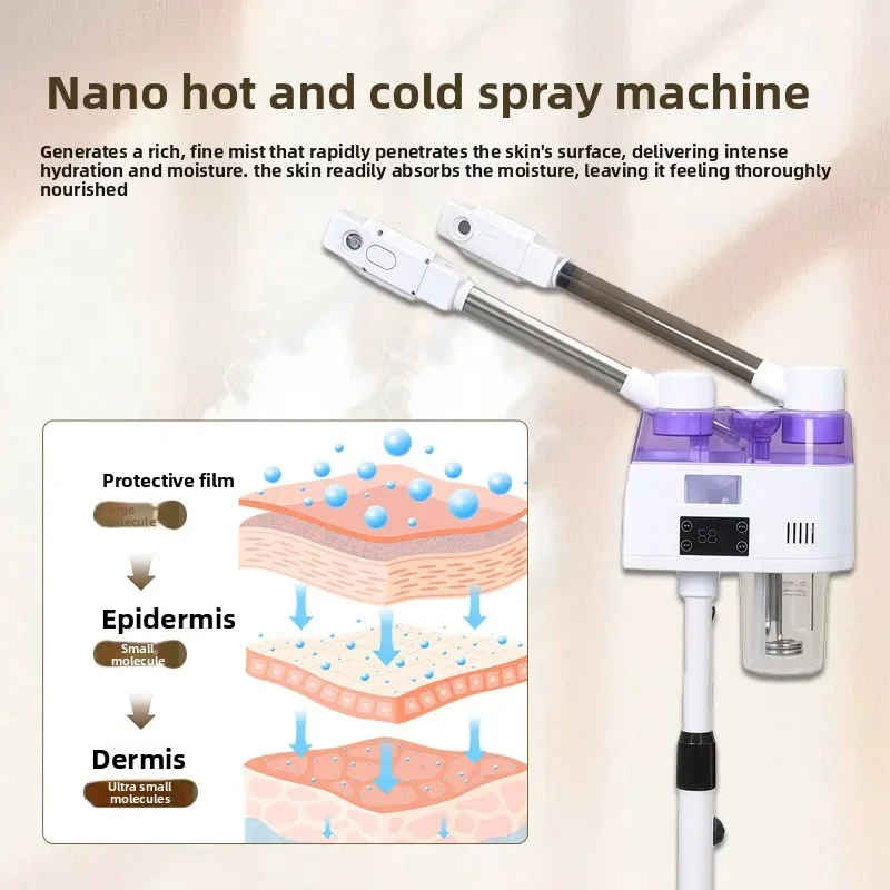 Household Dual Tube Hot and Cold Spray Facial Steamer, Moisturizing Skin Care Beauty Machine for Facial Hydration
