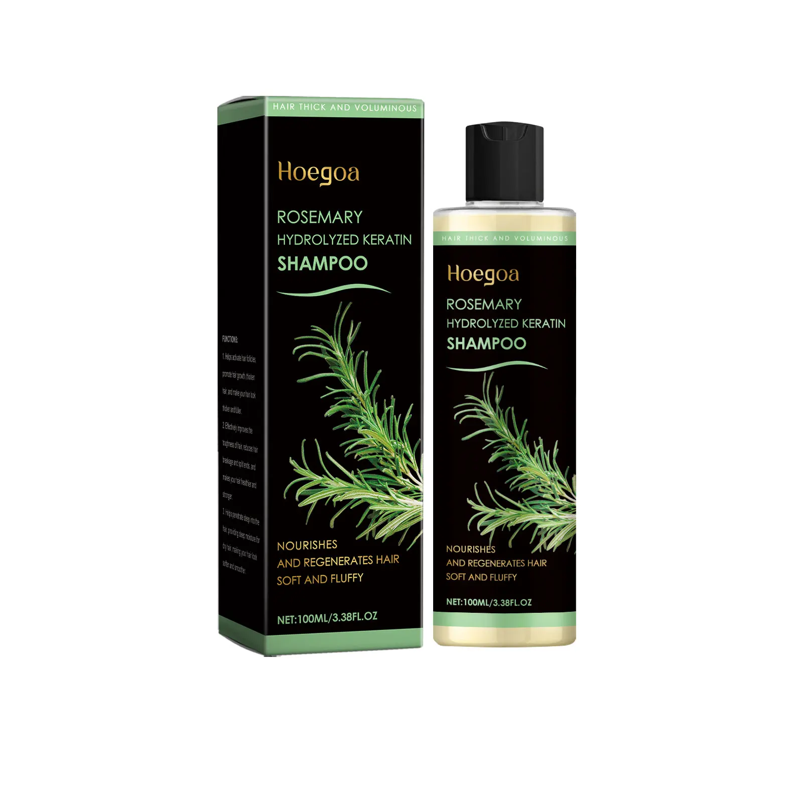 

Hoegoa Rosemary Thickening Shampoo, Plant-Based Oil Control Nourishing Moisturizing Repair Fluffy Refreshing Shampoo