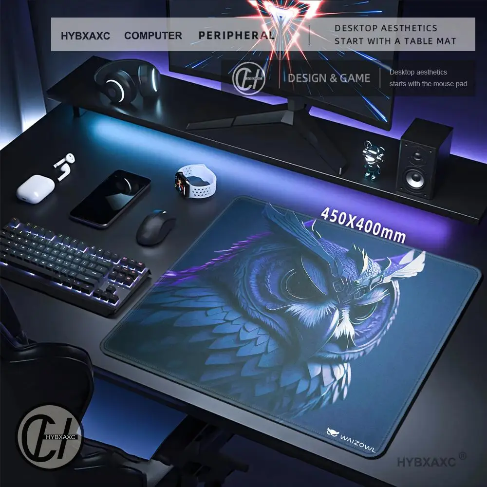 HYBXAXC WAIZOWL Fukurou Mousepad Csgo 450*400*4mm E-sports Gaming Mouse Pad Waterproof and Non-slip Table Desk Mat PC Accessory