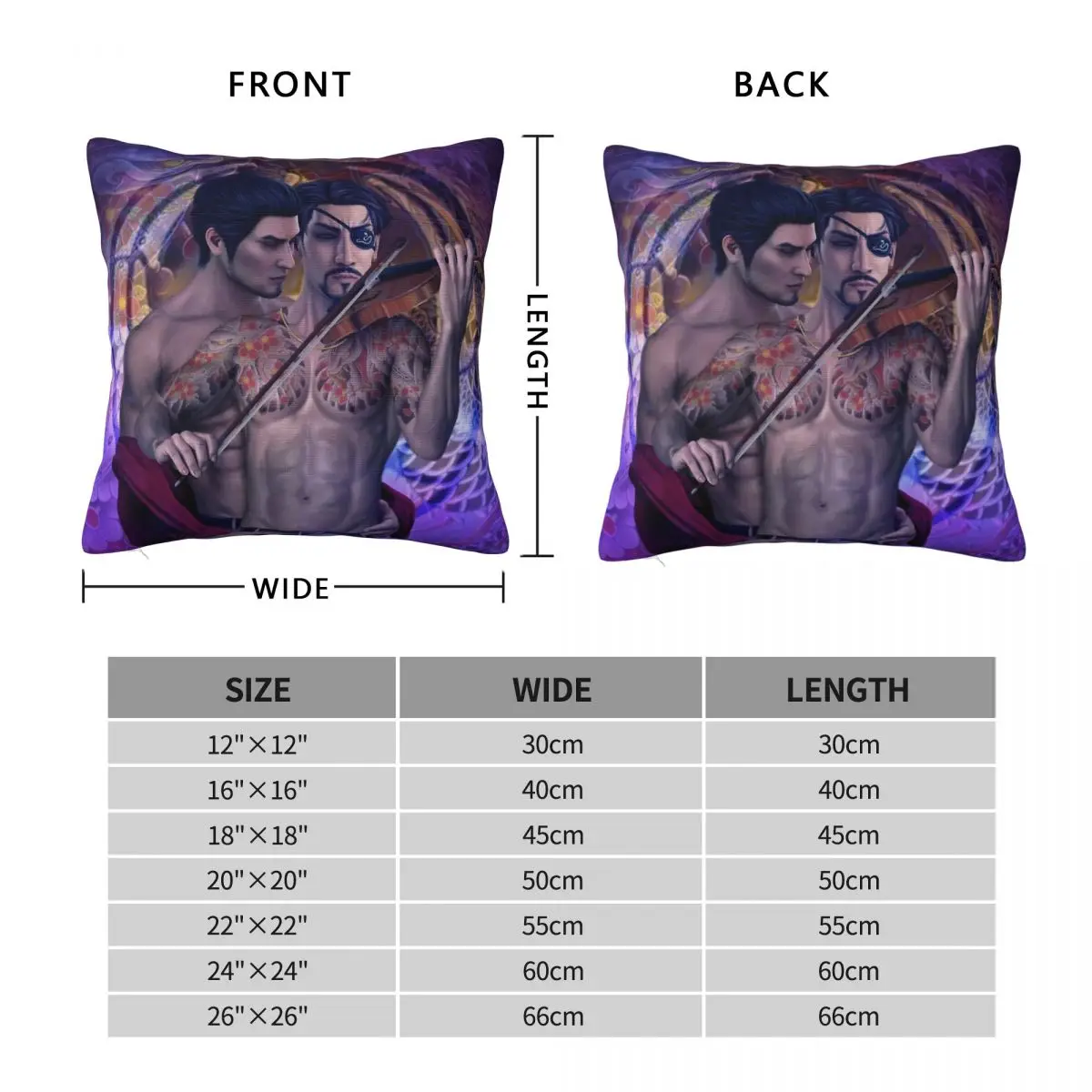 Yakuza Kazuma Kiryu Goro Majima Square Pillowcase Polyester Linen Velvet Pattern Zip Decor Throw Pillow Case Home Cushion Cover