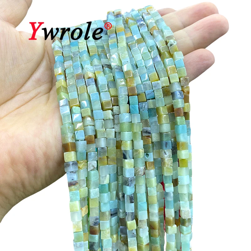 4x4mm Square Natural Stone Amazonite Cube Loose Spacer Beads for Jewelry Making Diy Earrings Bracelets Charms Accessories