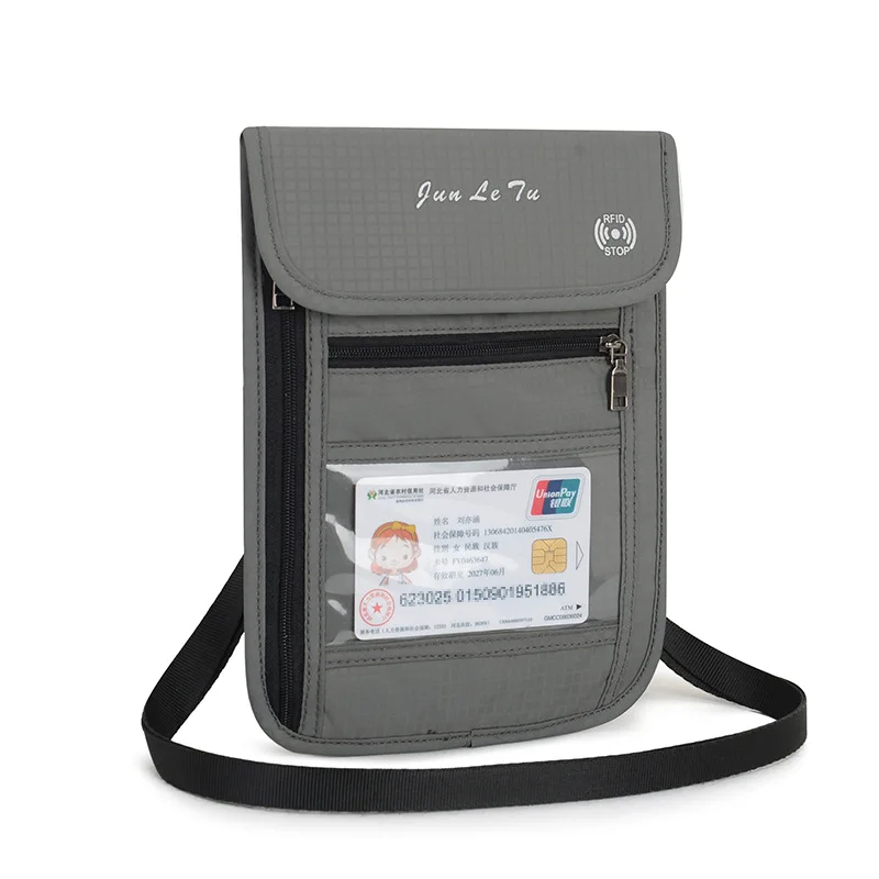 Waterproof RFID Nylon Travel document storage bag Card passport Bag Neck Wallet Money Document Card Passport Pouch Protect