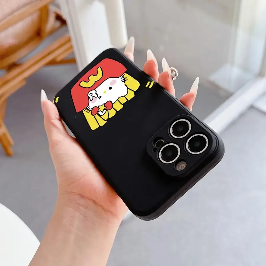 Casing Ponsel Hello Kitty Cat Iphone 14 Pro Iphone 16/15/14/13/12/11/x/xs/xs Max Girls Casing Ponsel Hitam Sanrio Kt 2025 Baru