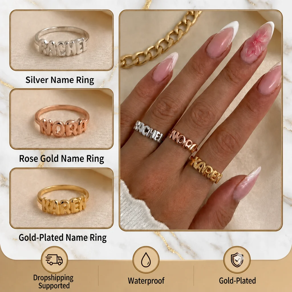 DIY 3D Bubble Letter Ring Customizable Personalized Accessory Trendy Lightly Luxurious Gift for Lovers Couples Jewelry