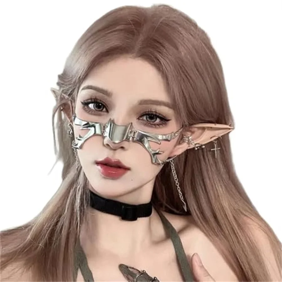 Cosplay Decorative Mask Trendy Cool Punk Face Mask Lower Nose Face Accessory Metal Alloy Cosplay Mask For Streetwear Decoration