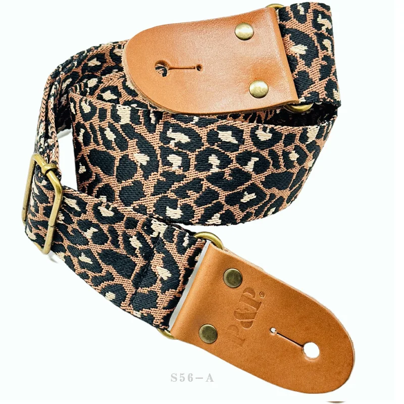 Checker Leopard Jacquard Guitar Strap Adjustable Belt For Steel String Acoustic Guitar Music Accessories