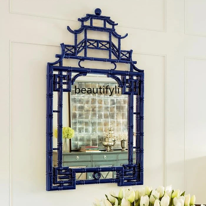 

Specchio d'ingresso decorativo europeo a parete, specchio laterale creativo da parete di lusso con luce americana