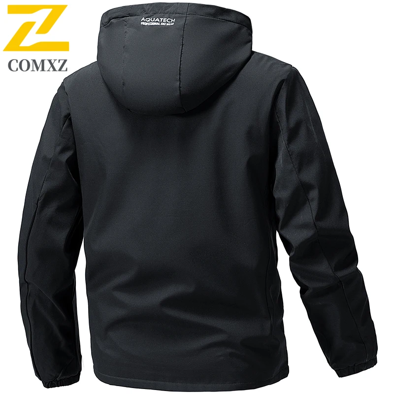 Autumn Men's Hooded Jackets high quality Casual Solid Color Zipper Pocket Windproof Jacket Outdoor Sports Running Hooded Coat