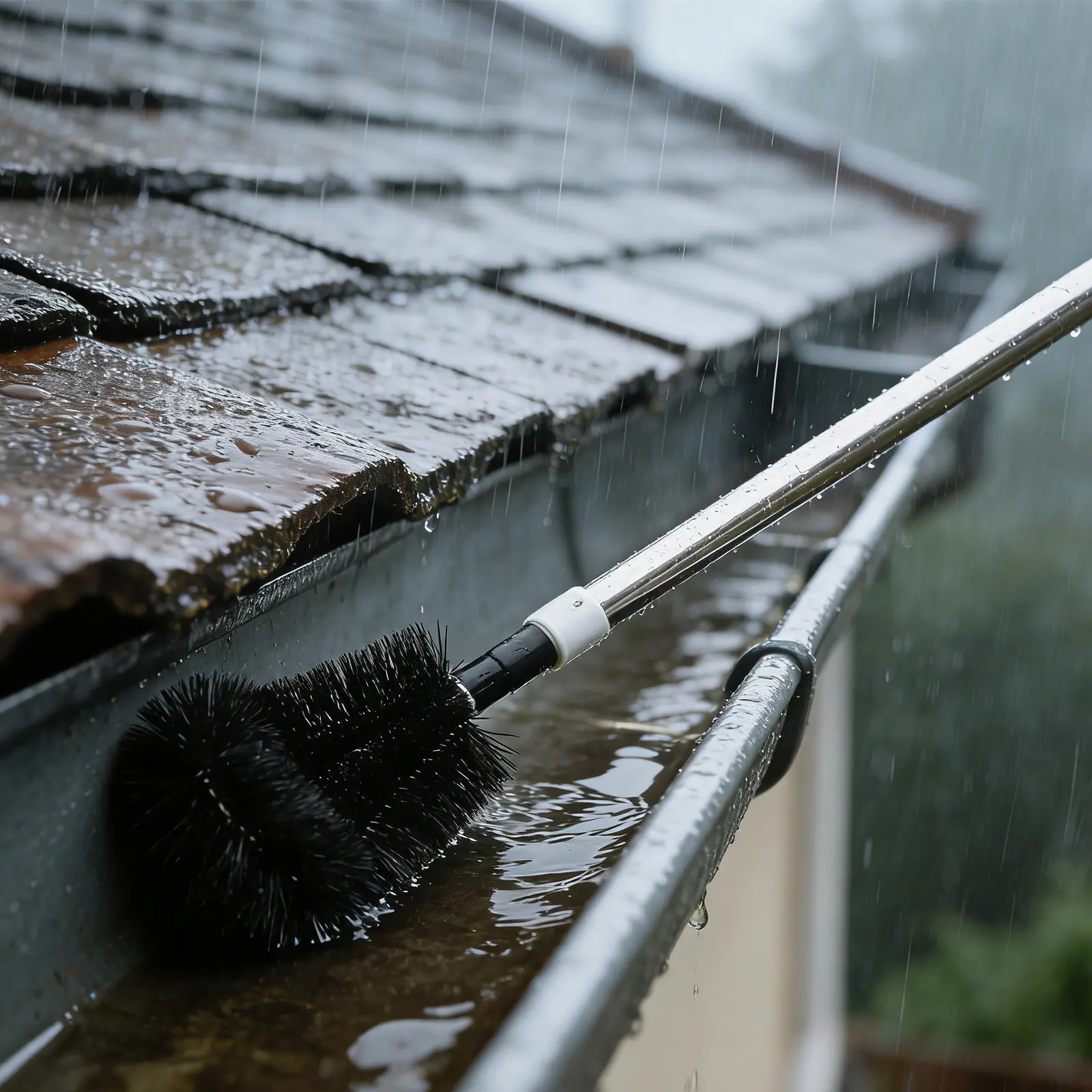 

1Set Adjustable Gutter Cleaning Brush Telescoping Pole Extendable Multi-Angle Roof Downspout Cleaner Rain Gutter Brushes