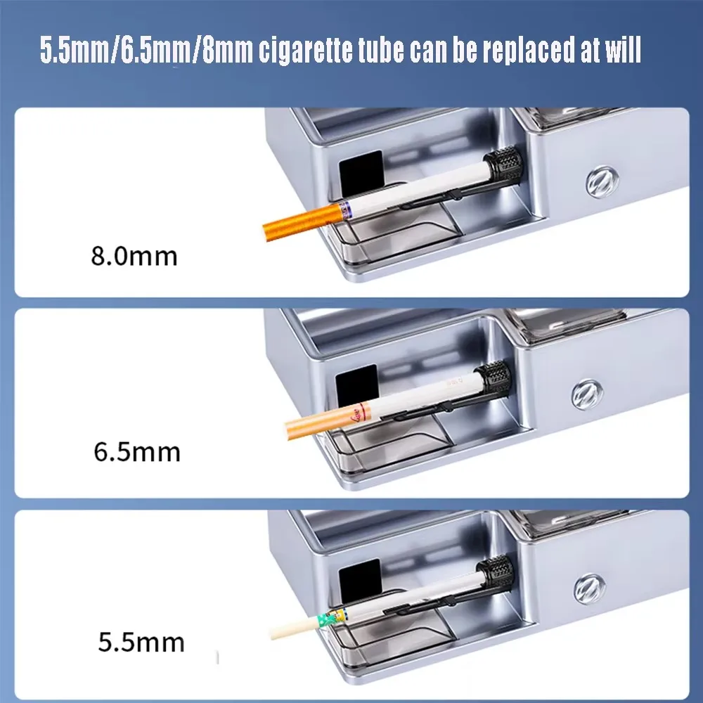 3 in 1 Size Cigarette Maker 5.5/6.5/8mm Infrared Sensing Cigarette Rolling Machine with Double Tobacco Filling Compartment