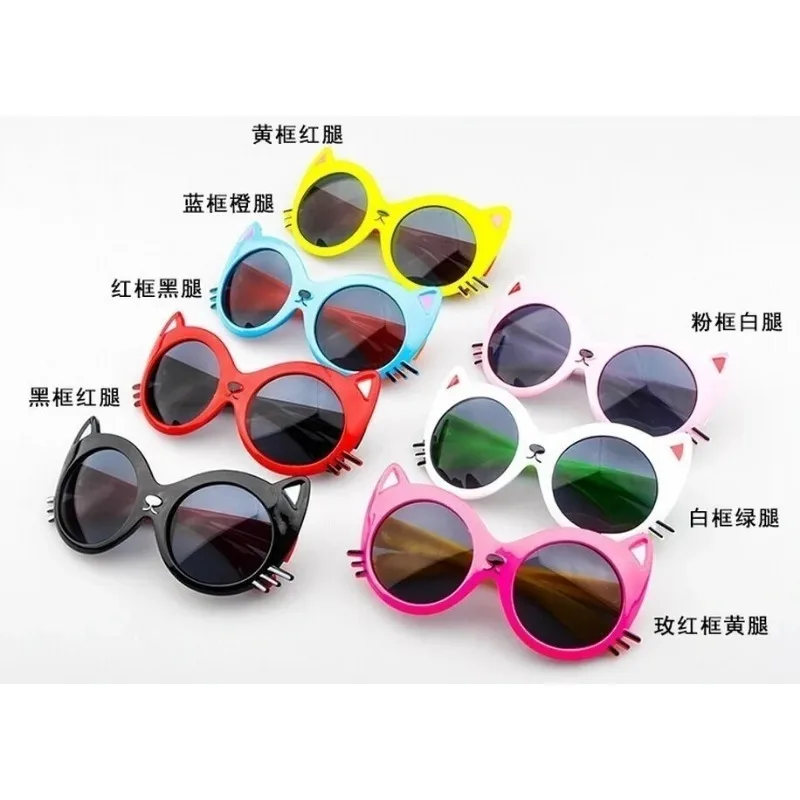 Lunettes de soleil anti-UV pour enfants, chat mignon, lunettes de dessin animé pour tout-petits, filles et garçons