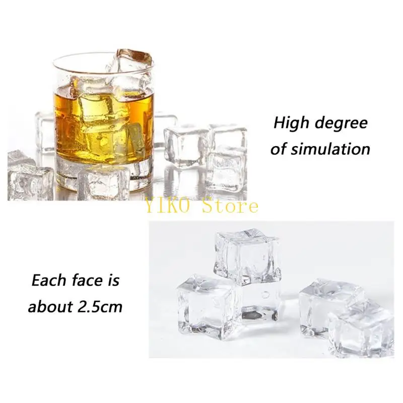 K32C Clear Simulation Ice Cubes 5Pcs Acrylic Ice Cubes For Advertising Display And Social Media Content Creation