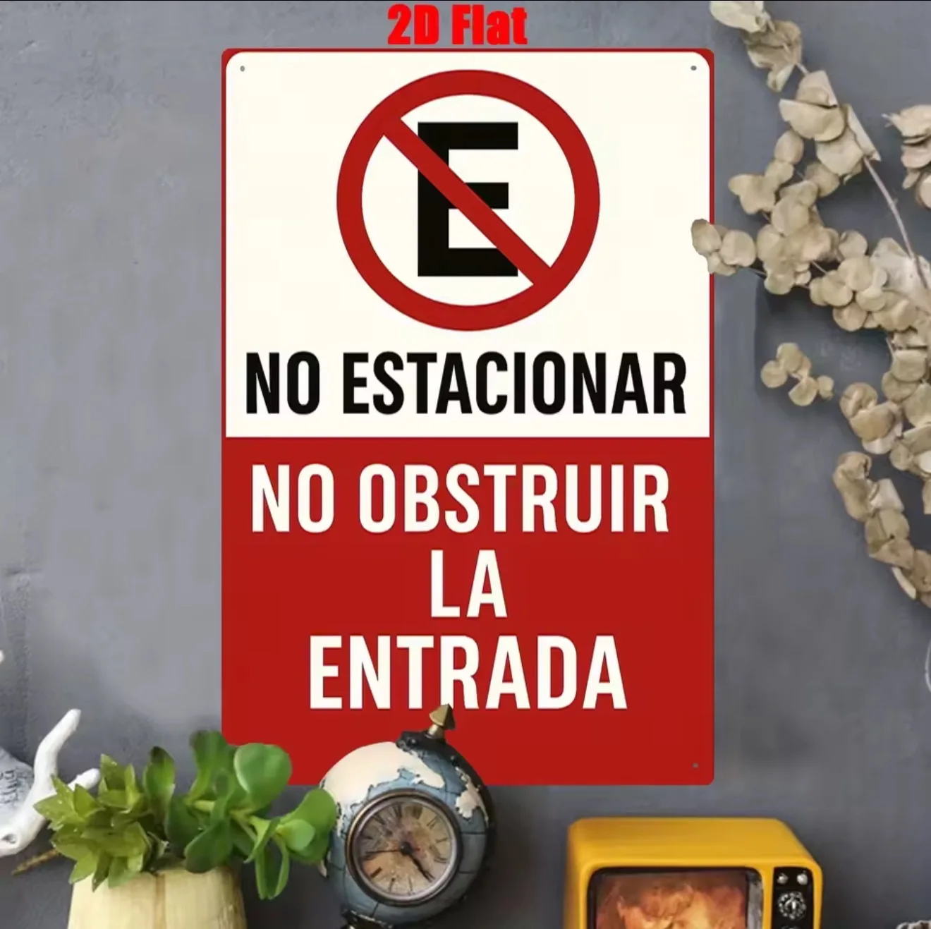 1pc Metal Wall Art Sign, Wall Decoration Poster, No Parking Theme in Spanish Wrought Iron Mural, for Home Garages, Parking Lots