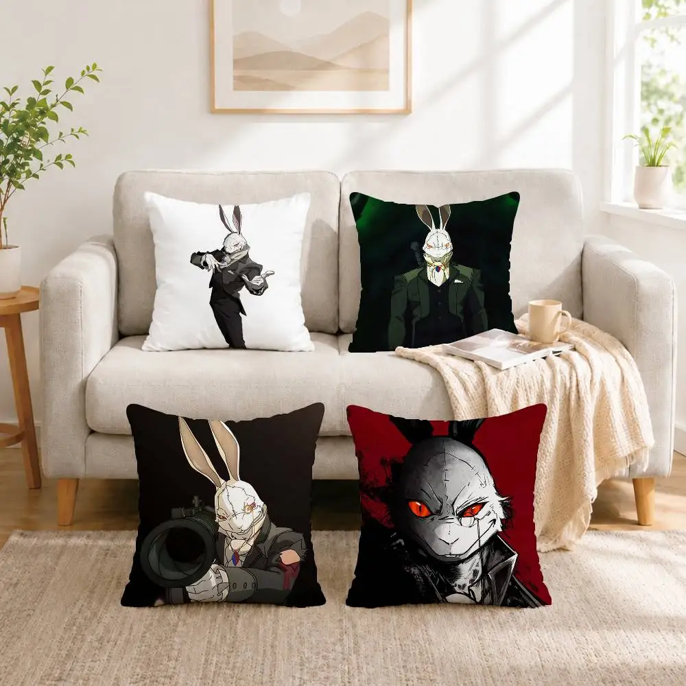 Anime Devil May Cry White Rabbit Pillow Case Square Double-Sided Sofa Cushion Cover Bedroom Bedside Pillow Gift