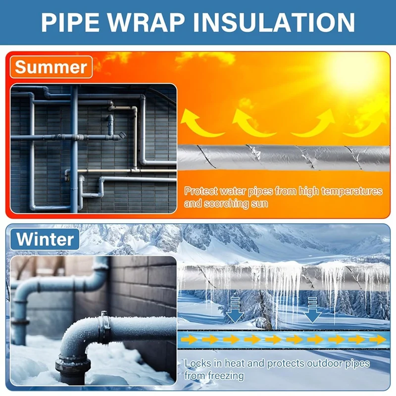 Pipe Wrap Insulation, Aluminum Foil Facing Pipe Wrap Insulation Tape For Outdoor Hot Water Pipe Freezing In Winter