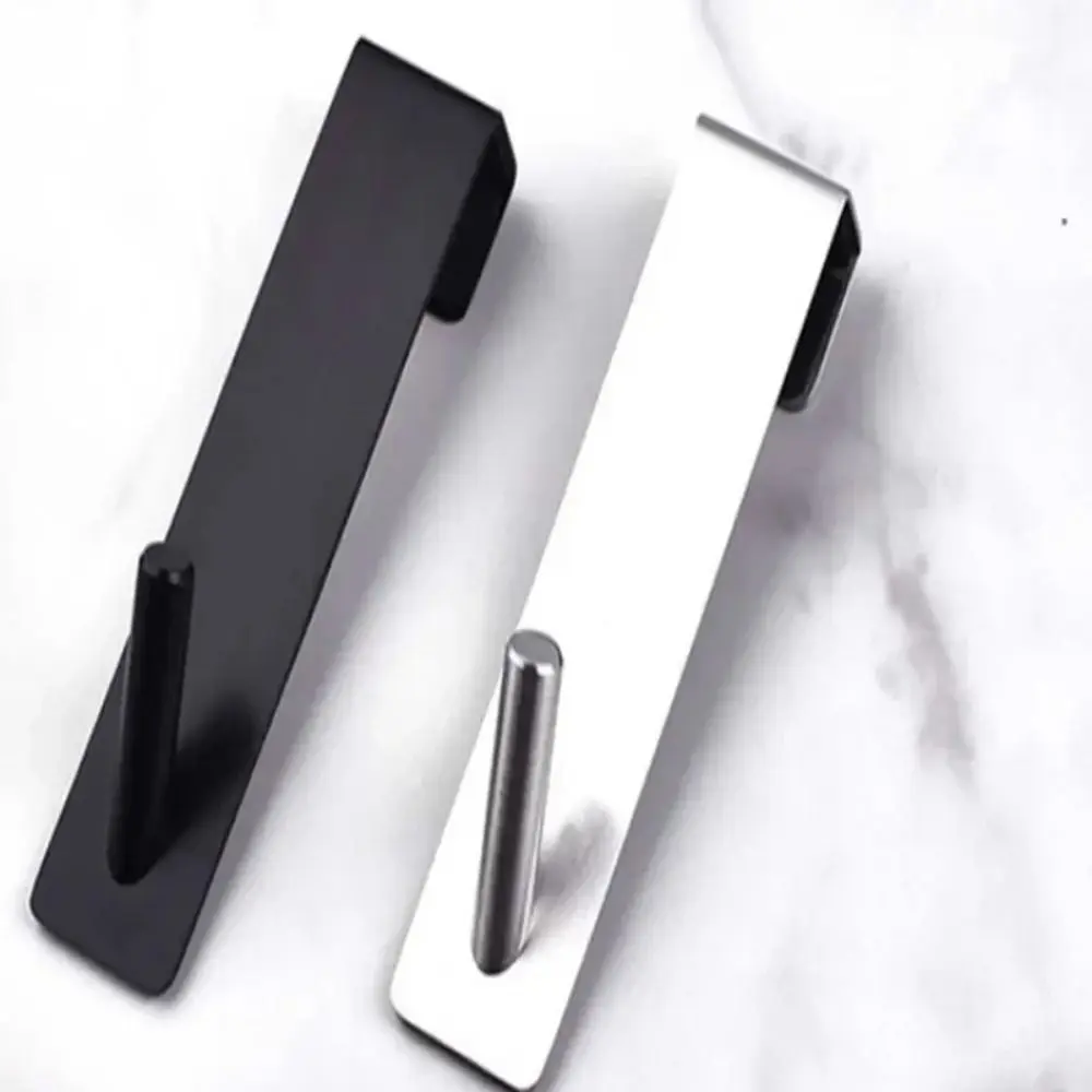 Drilling-Free Stainless Steel Shower Door Hook Space Saving Rustproof Bathroom Hooks Wall Mounted Over The Door Hanger Bathroom