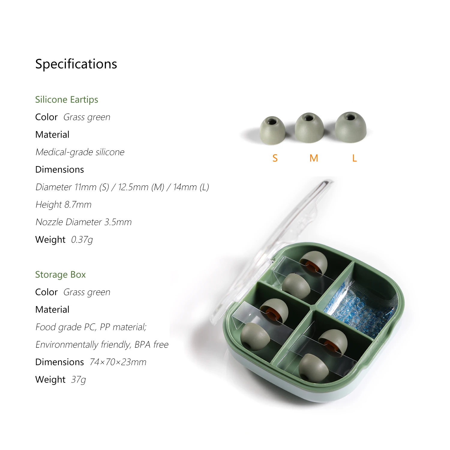 DD ddHiFi ST35 D-Tips Silicone Ear Tips 3 Pairs L/M/S Bore Size 3.5mm Storage Box Compatible with Earphone Nozzle Diameter 4-5mm view 6