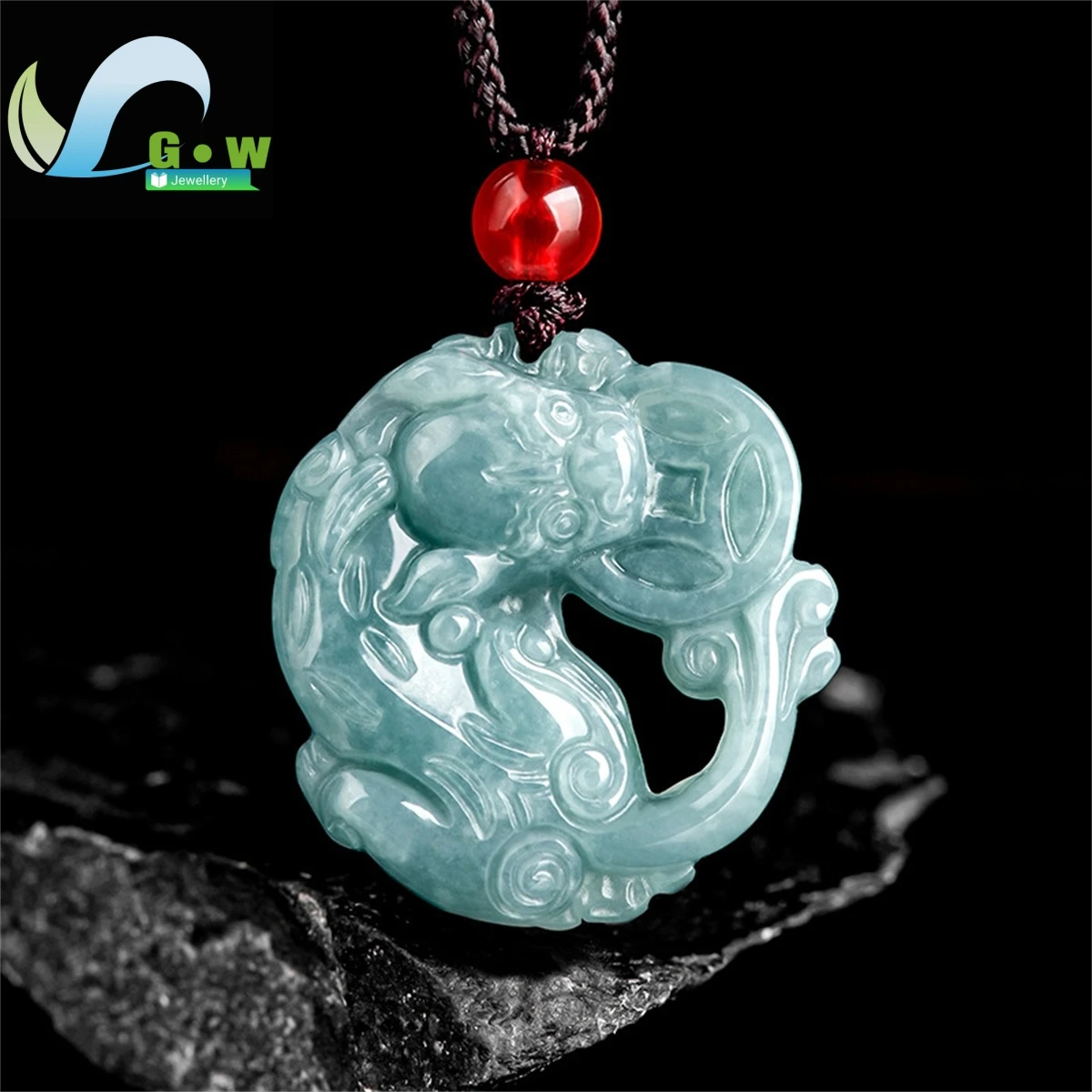 Natural Myanmar A Goods Jadeite Blue Water Money Pixiu Pendant Luxury Charm Inviting Wealth Men Women Jewelry Jade Necklace Gift