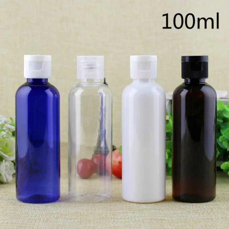 

100ml Empty Refillable Bottle Makeup Essence Cosmetic Cream Lotion Container Plastic Flip Cap Travel Bottles Blue Green Brown