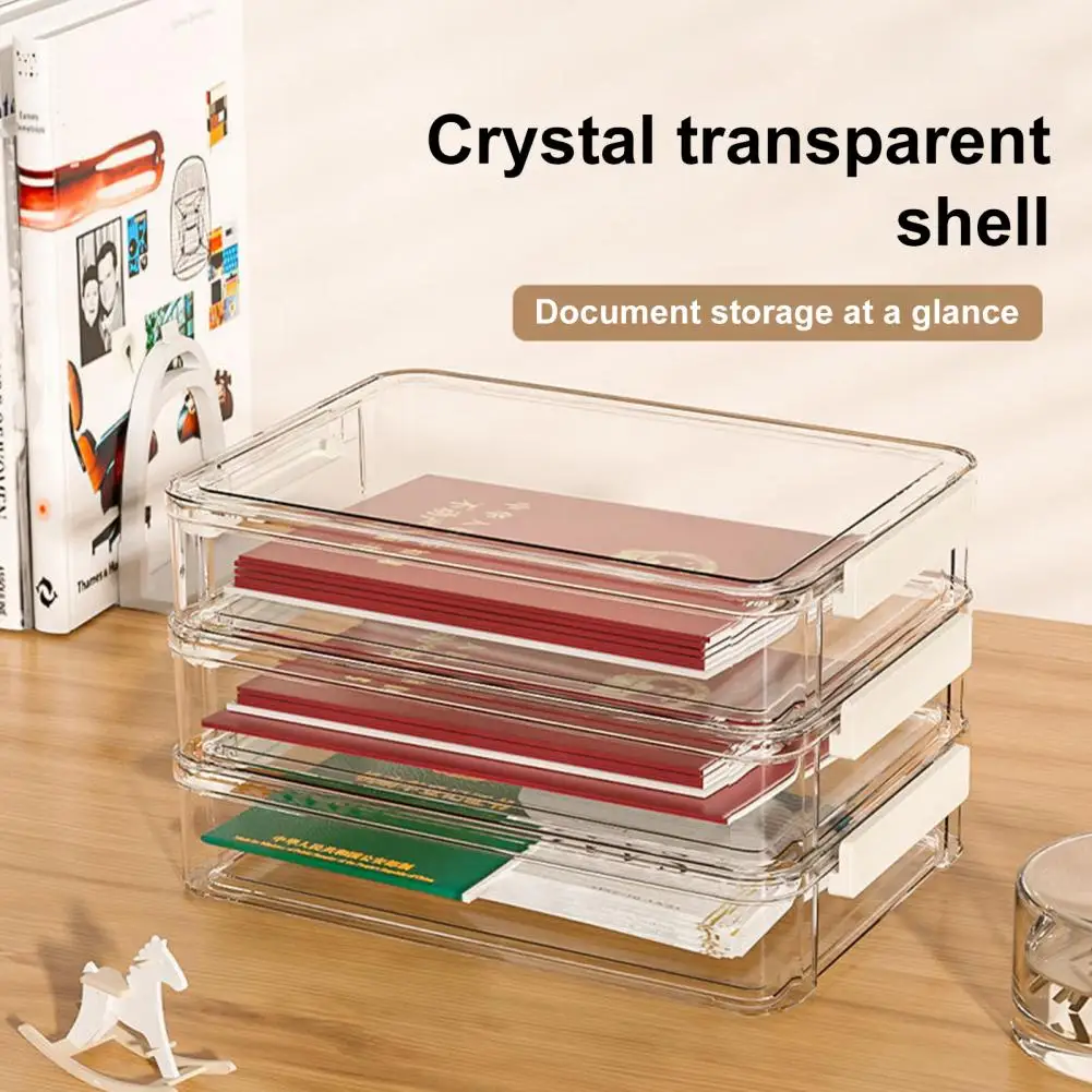 Transparent Document Organizer Box Dustproof With Lid See-through Storage Container Paper Storage Box Case Bathroom Tray 서류정리함