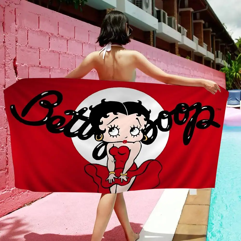 Cute B-betty B-boop Microfiber Blanket Quick Drying Beach Towels Oversized Printing Super Absorbent Pool Towel Blanket