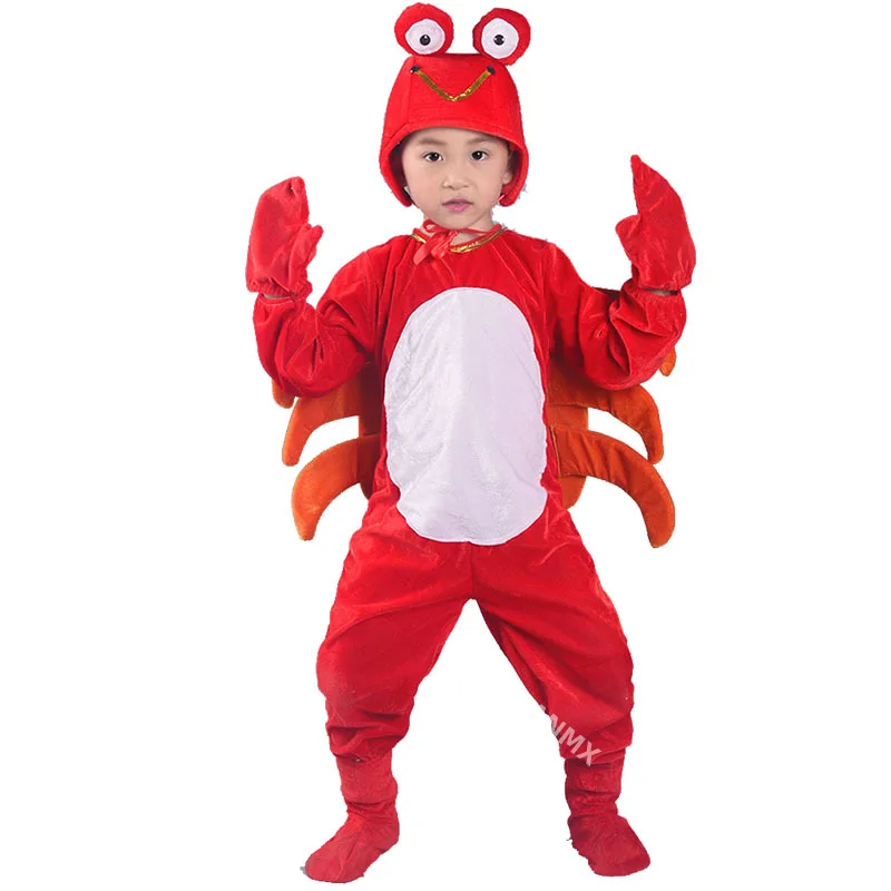 Children Kid Halloween Party Cosplay Cartoon Crab Lobster  Costume Clothing Jumpsuit hat shoes For Boys Girls